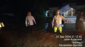 Banjir Susulan Terjang Desa Kuning I, Polsek Bambel Respon Cepat Amankan Jalur Nasional